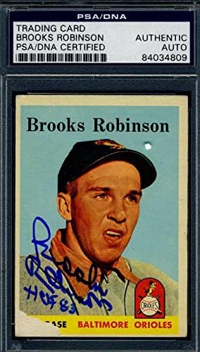 Brooks Robinson PSA DNA'sı 1958 Topps İmzasını İmzaladı-Beyzbol Slabbed İmzalı Kartlar