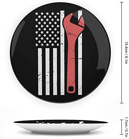 Anahtarı Amerikan Bayrağı Komik Kemik Çini Dekoratif Levha Yuvarlak Seramik Plakalar Zanaat Ekran Standı ile Ev Ofis