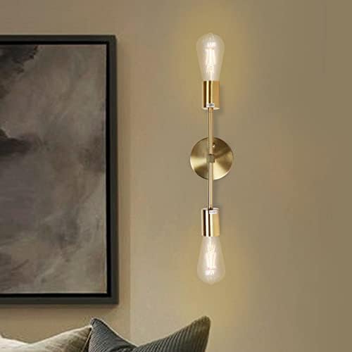 2 ışık banyo Vanity ışık fikstür, altın banyo duvar aplik ayna üzerinde, Modern fırçalanmış pirinç aplikleri duvar