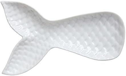 Elmas Desen Doku Denizkızı Kuyruğu Beyaz 6,5 x 4 Seramik Dekoratif Tabak