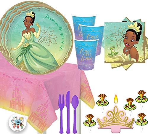 Prenses ve Kurbağa Prenses Tiana Doğum Günü Partisi Malzemeleri Paketi İçin 16 İle Tiana Tabaklar, Peçeteler, Prenses