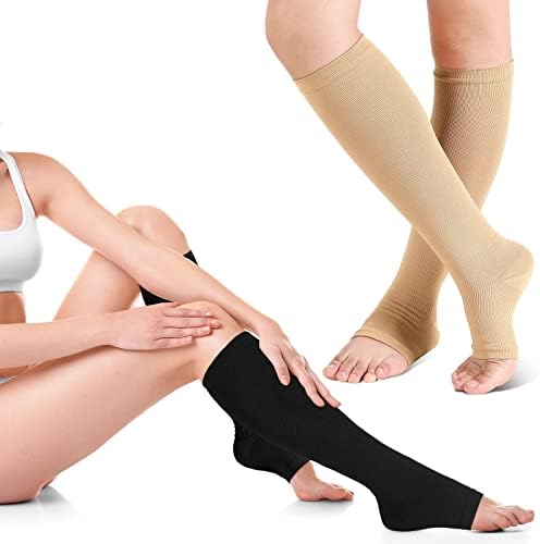4 Pairs Burnu açık varis çorabı Şeffaf varis çorabı Kadınlar için varis çorabı Diz Boyu varis çorabı Toeless Sirkülasyon