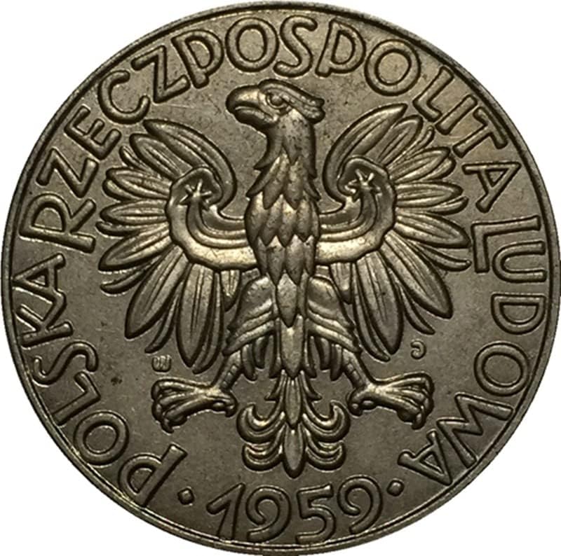 1959 Polonya Sikke Nikel Yapımı Antika Sikke Yabancı hatıra parası Sikke Zanaat Koleksiyonu