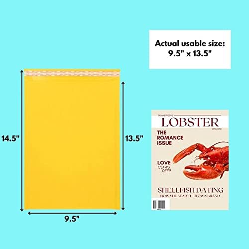 PSBM Kraft baloncuklu zarf, 9. 5x14. 5 İnç, 2100 Paket, Yastıklı Nakliye Zarf Postaları, Altın Sarısı, Kendinden Mühür