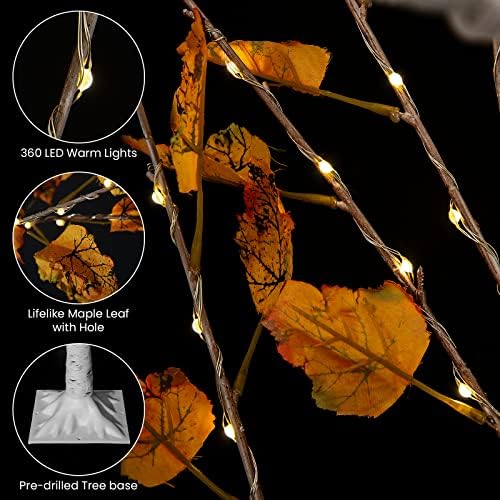 Recaceik ışık güz Akçaağaç Ağaçları ile 360 LEDs, 3 Set Yapay Önceden Aydınlatılmış led ışıklı yılbaşı ağacı Akçaağaç
