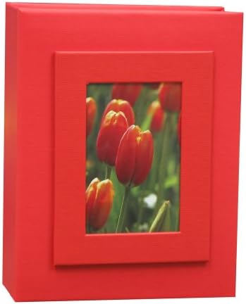 4x6 Fotoğraf Albümü, Pencere Çerçevesi Kapağı Kırmızı ile 100 Resme Uyar