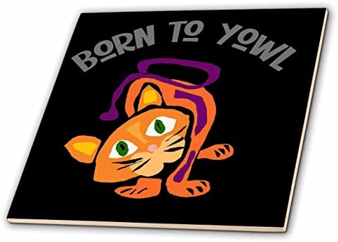 3dRose Komik Sevimli Pop Art Patiska Kedi Yowl Pun Karikatür - Fayans için doğmuş (ct-364606-7)