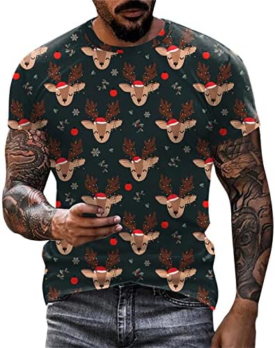 Xiloccer Erkek Noel T Shirt Spor Ffitness Açık 3D Dijital baskı kısa kollu t Shirt Gömlek Hafif Gömlek