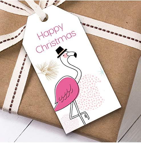 Pembe Flamingo Noel Hediyesi Etiketleri (Mevcut İyilik Etiketleri)
