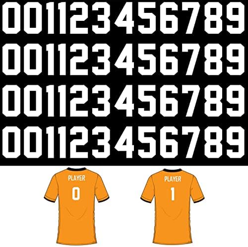 48 Adet 5 İnç Demir on Transferler Numaraları T-Shirt ısı transferi 0 ila 9 Jersey Numarası spor tişört Forması (Beyaz,