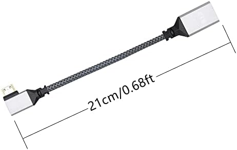 RİİEYOCA 4 K Mini HDMI HDMI Adaptör Kablosu, 90 Derece Sol Açı Mini HDMI Erkek HDMI Kadın Alüminyum Kısa Naylon Örgülü