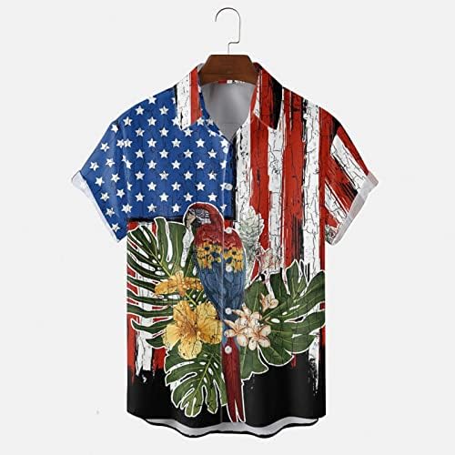 Yaz erkek t-shirtleri Erkek Bahar ve Yaz Bağımsızlık Günü Kutlama Rahat Vintage Erkek Elbise Gömlek Uzun
