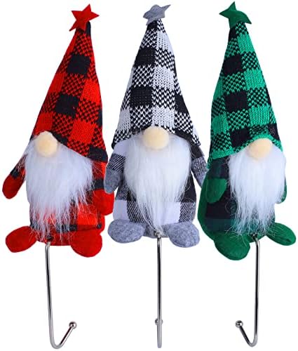 Şömine Rafı için 2022 Yeni Büyük Noel Çorabı Tutucular Gnome Çorap Kancası Noel Dekoru için Metal Mantel Klipsi-Manto