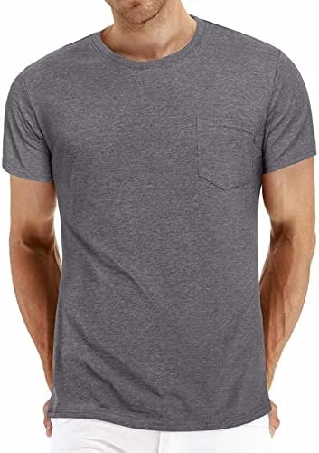 2023 Yeni erkek Yuvarlak Boyun Yama Cep kısa kollu tişört Yaz Rahat Yarım Kollu T kısa Kollu tişört için