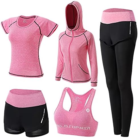 XPINYT 5 adet Egzersiz Kıyafetleri Kadınlar için Atletik Setleri spor takımları Yoga Gym Fitness Egzersiz Kıyafetleri