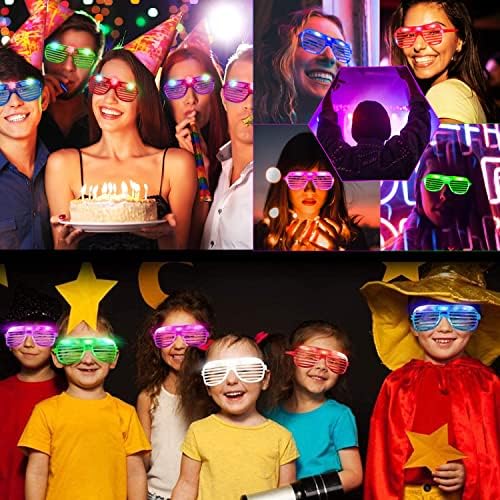 60 PAKET LED Gözlük, Light Up parti gözlüğü Yanıp Sönen Gözlük Karanlıkta Parlayan Parti Malzemeleri Deklanşör Tonları