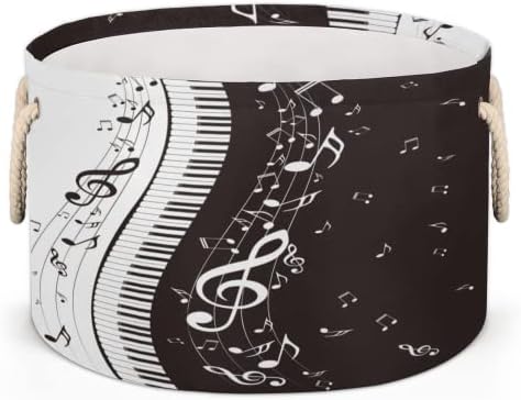 Müzik Notaları Piyano Depolama için Büyük Yuvarlak Sepetler Kulplu Çamaşır Sepetleri Banyo Rafları için Battaniye