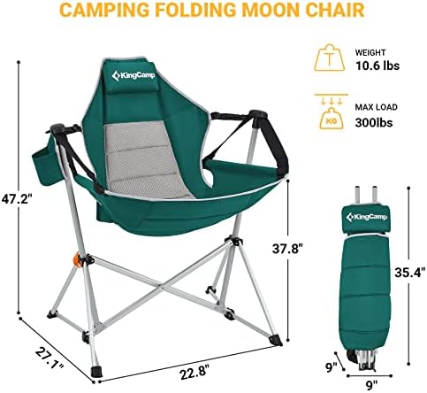 KingCamp Hamak kamp sandalyesi Sallanan sallanan sandalye Yetişkinler için Çim Plaj Kampı Dışında Taşınabilir Katlanır
