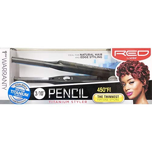 Kırmızı Öpücük Kalem düzleştirici Titanyum saç düzleştirici 0.3 İnç Doğal saç Kenar Şekillendirici düzleştirici