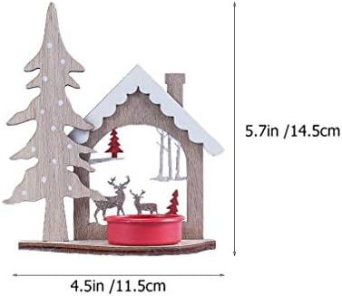 ISMARLAMA 2 Adet Noel Ahşap Şamdan DIY Ren Geyiği Çan Noel Ağacı Ev Desen Tealight Mumluk Raf yemek masası mum fincanı