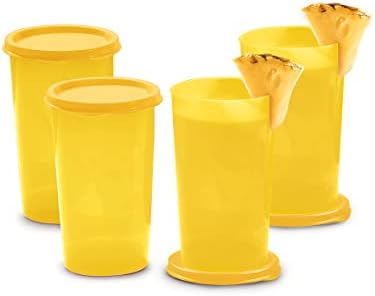 Tupperware 11oz Sarı renkte 4'lü Küçük Düz İstifleme Bardak Seti