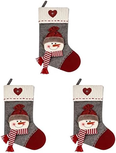 Abaodam 3 adet Tedavi Tatil Çorap Tatlılar Santa Kolye Çorap Tutucu Çanta Asılı Hediye Duvar Ağacı Şömine Noel Çanta