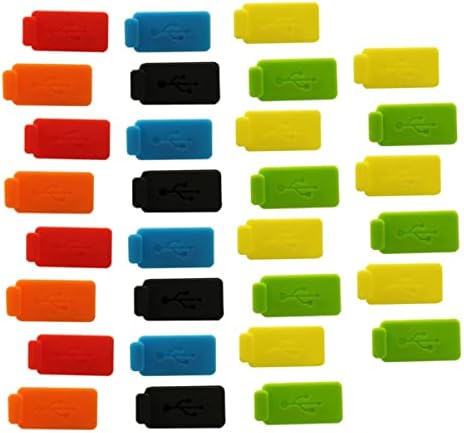 SOLUSTRE USB Fişleri USB Fişleri 30 adet Standart Silikon USB Renk Fişleri Port Koruyucu Fiş Kapağı Stoper için Rastgele
