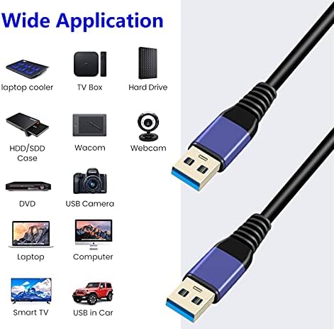 2 Paket 6.6 FT+6.6 FT USB 3.0 A'dan A'ya Erkek Kablo 6.6 FT, USB'den USB'ye Kablo A Tipi Erkek-Erkek Kablo USB 3.0