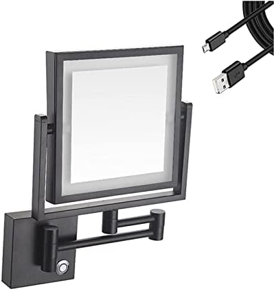 3X Büyütmeli Duvara Monte Makyaj Aynası, LED ışıklı 8 inç Şarj Edilebilir Büyüteçli Işıklı Makyaj Aynası, Banyo için