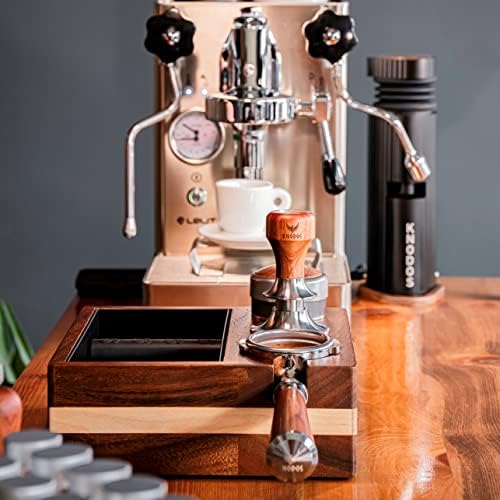 KNODOS Espresso ahşap kutu ve Sıkıştırma İstasyonu 4 in1 ile Uyumlu 51mm Espresso Aksesuarları Kahve Bar Organizatör