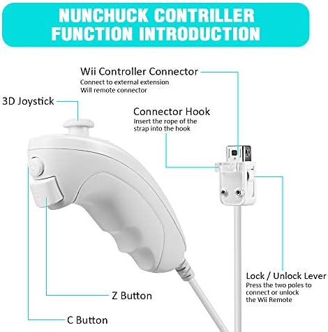 LUXMO PREMİUM 2 in 1 Wii Nunchuck Denetleyicisi ile Hareket Artı, Uzaktan Kumanda ve Wii Wii U Konsolu için Nunchuk