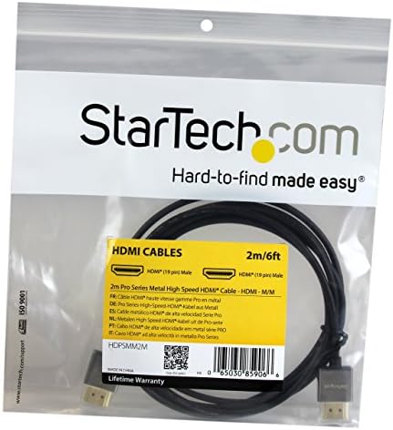 StarTech.com 2m İnce HDMI Kablosu w/ Düşük Profilli Metal Konektörler - 4K Yüksek Hızlı HDMI Kablosu w/ Ethernet-4K