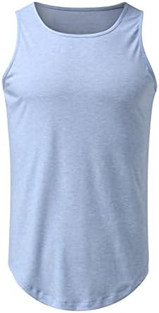 Kolsuz Tees Erkekler için Rahat Katı Ekip Boyun Erkek Tankı Üstleri Spor Yelekler Spor Egzersiz Yoga Kas Pamuklu T-Shirt