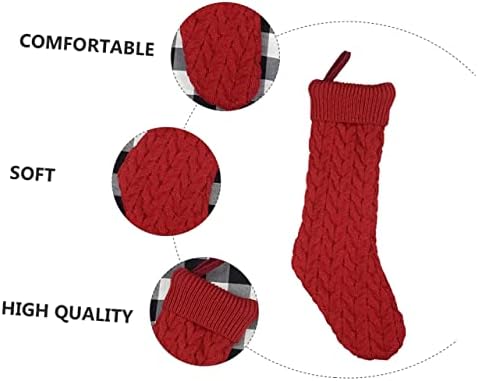 Toyvıan 1 adet Noel Çorap Kırmızı Çorap Beyaz Keçe Vintage Dekor Örme Çorap Noel Noel Çorap Büyük Boy Kablo Örgü Örme
