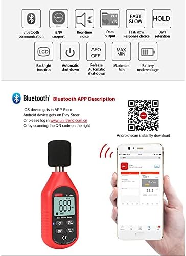 ZLXDP Gürültü Ölçer Desibel Metre 30~130dB Mini Ses Ses Seviyesi Ölçer Desibel Monitör Bluetooth