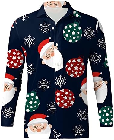 WOCACHİ Noel Uzun Kollu Gömlek Mens için, erkek Noel Noel Baba Parti Uzun Kollu Düğme Aşağı Elbise Gömlek