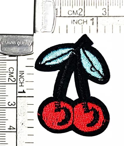 Kleenplus 3 adet. Mini Kırmızı Kiraz Meyve Karikatür Çocuklar Demir on Yamalar Kiraz Kiraz Moda Stil İşlemeli Motif