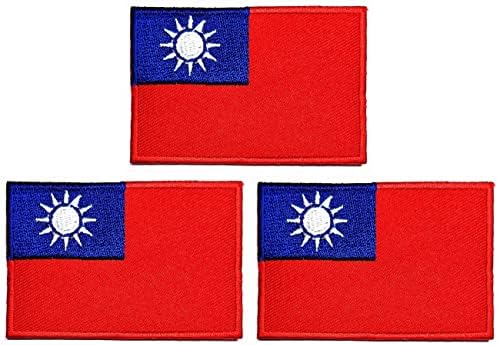 Kleenplus 3 adet. 1. 7X2. 6 İNÇ. Tayvan Bayrağı Bayrağı İşlemeli Aplike Demir On Yama Dikmek Kare Şekli Bayrak Ülke