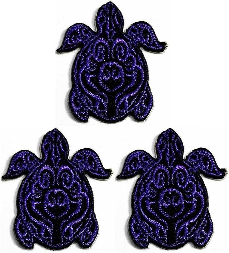 Kleenplus 3 adet. Mini Siyah Mor Kaplumbağa Yama İşlemeli Rozet Demir On Ceketler için Amblem Dikmek Kot Pantolon