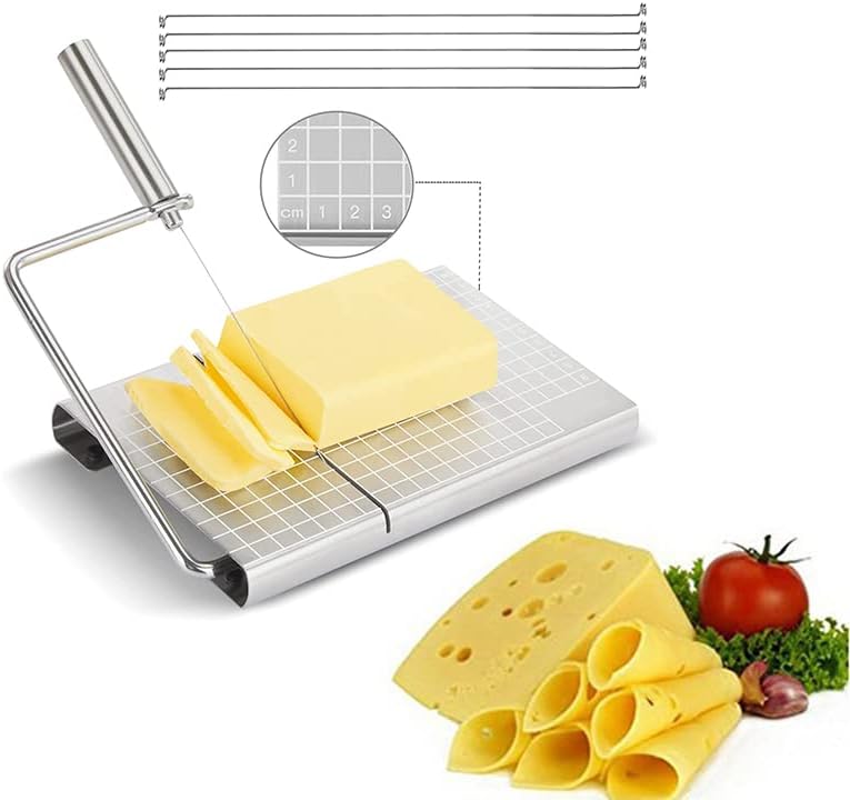 LinaLife Peynir Dilimleme Bıçağı Tel Kesici Kek Tahtası Tereyağı Dilimleme Aleti Blok Peynir için Paslanmaz Çelik