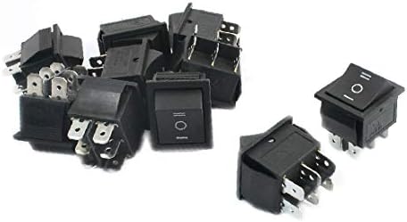 X-DREE 10 Adet AC 250 V 15A 125 V 20A Siyah Düğme 6 Pin DPDT Rocker Anahtarları(BAE İçin 10 Adet AC 220 V 15A 125-V