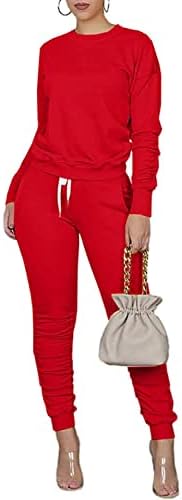 Juioste kadın İki Parçalı Kıyafetler Eşofman Loungewear Uzun Kollu Jogger Setleri 2 Parça Set
