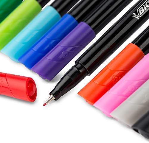 BIC Intensity Fineliner Marker Kalem, İnce Nokta (0,8 mm), Çeşitli Renkler, Temiz ve Net Yazı, 10 Sayım