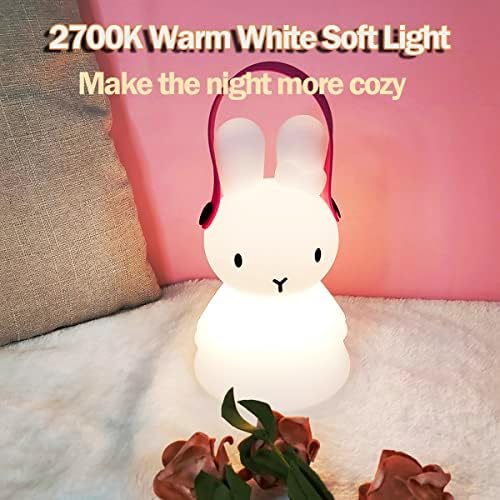 Çocuklar için GÜZEL nokta LED Fenerler, Uzaktan ve Zamanlayıcı ile Şarj Edilebilir Açık Tavşan Masa Lambası, 9 Renk