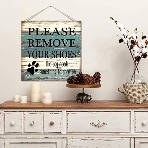 Rustik Çiftlik Evi Ahşap Palet Işareti Plak Komik Söyleyerek Lütfen Ayakkabılarınızı Çıkarın Köpeğin Çiğnemek için
