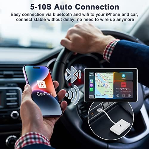 ıPhone için Kablosuz CarPlay Adaptörü, Kablosuz CarPlay Dongle Tak ve Çalıştır 5GHz WiFi Otomatik Bağlantı 2015'ten