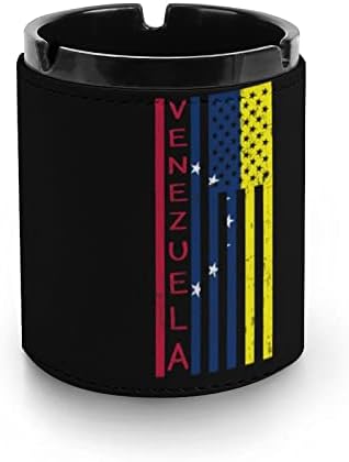 Venezuela ABD Bayrağı Ülke Gurur Deri Sigara Puro Küllük Kül Tutucu Taşınabilir Masaüstü Sigara kül tablası Veranda