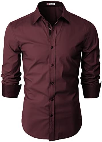 H2H erkek Casual Slim Fit Elbise Gömlek Düğme Aşağı Gömlek Uzun Kollu