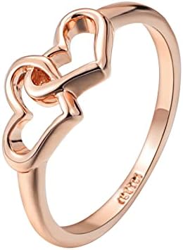 AİMAOMİ Kalp Şekli iç içe yüzük Kadınlar için Düğün Band Nişan Yüzüğü yıldönümü yüzüğü Minimalist Tasarım Yüzük (Gümüş,