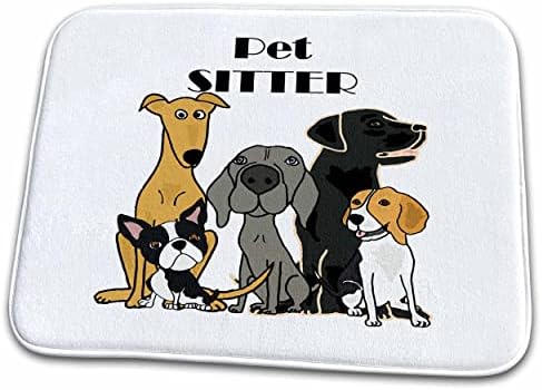 3dRose Komik Sevimli Evcil Hayvan Bakıcısı Evcil Hayvan Kurtarma Köpeği Çizgi Film-Bulaşık Kurutma Paspasları (ddm-317715-1)